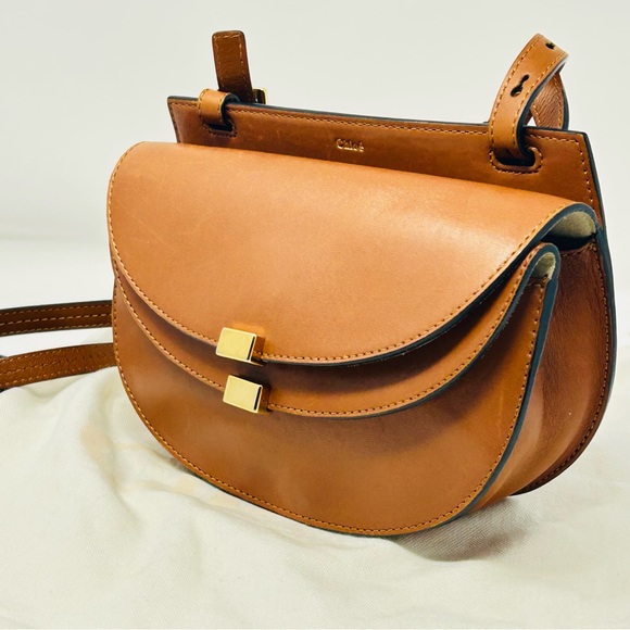 Chloe Handbags - Chloé Georgia Saddle Bag Tan Leather Crossbody w/ Dust Bag